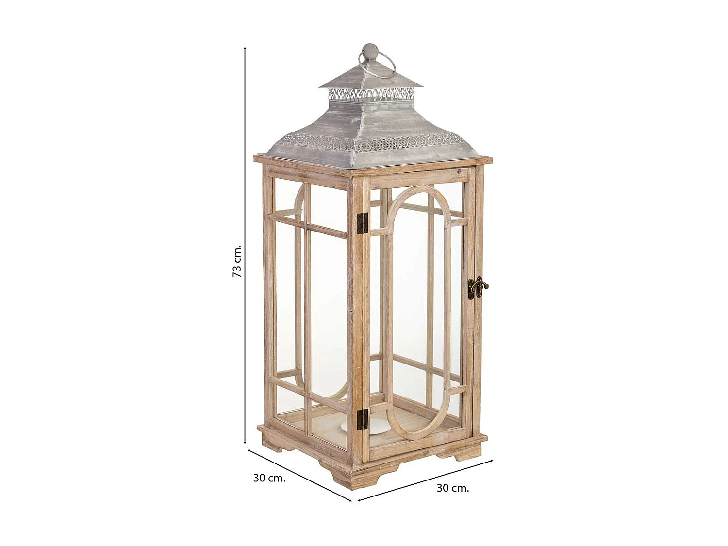 Farol de madera 30x30x73h cm