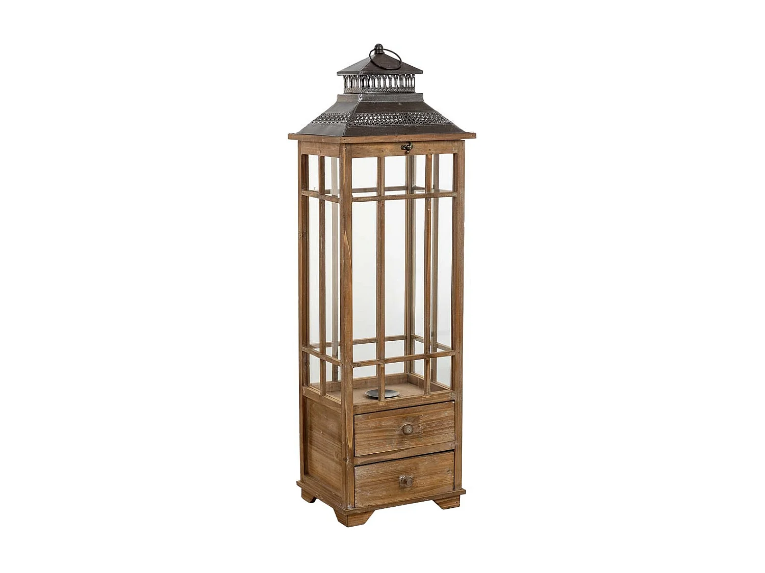 Lanterne en bois brun 31 x 25,5 x 99 cm (h)