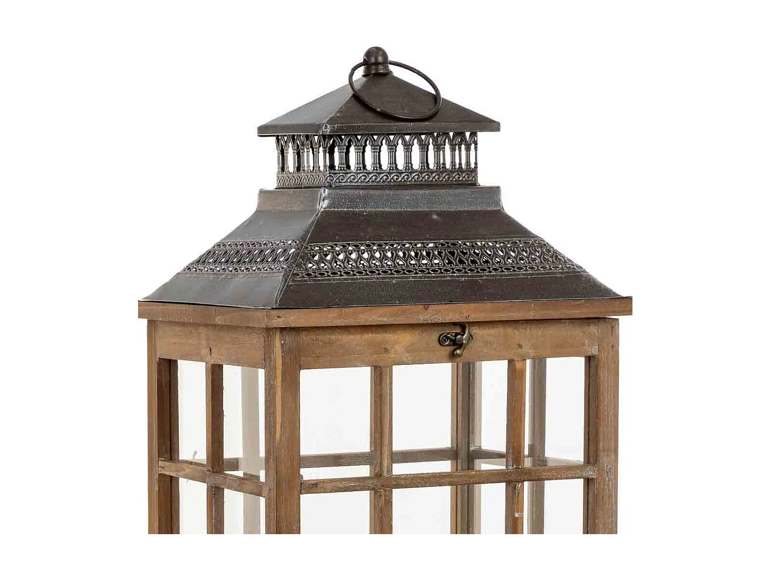 Lanterne en bois brun 31 x 25,5 x 99 cm (h)