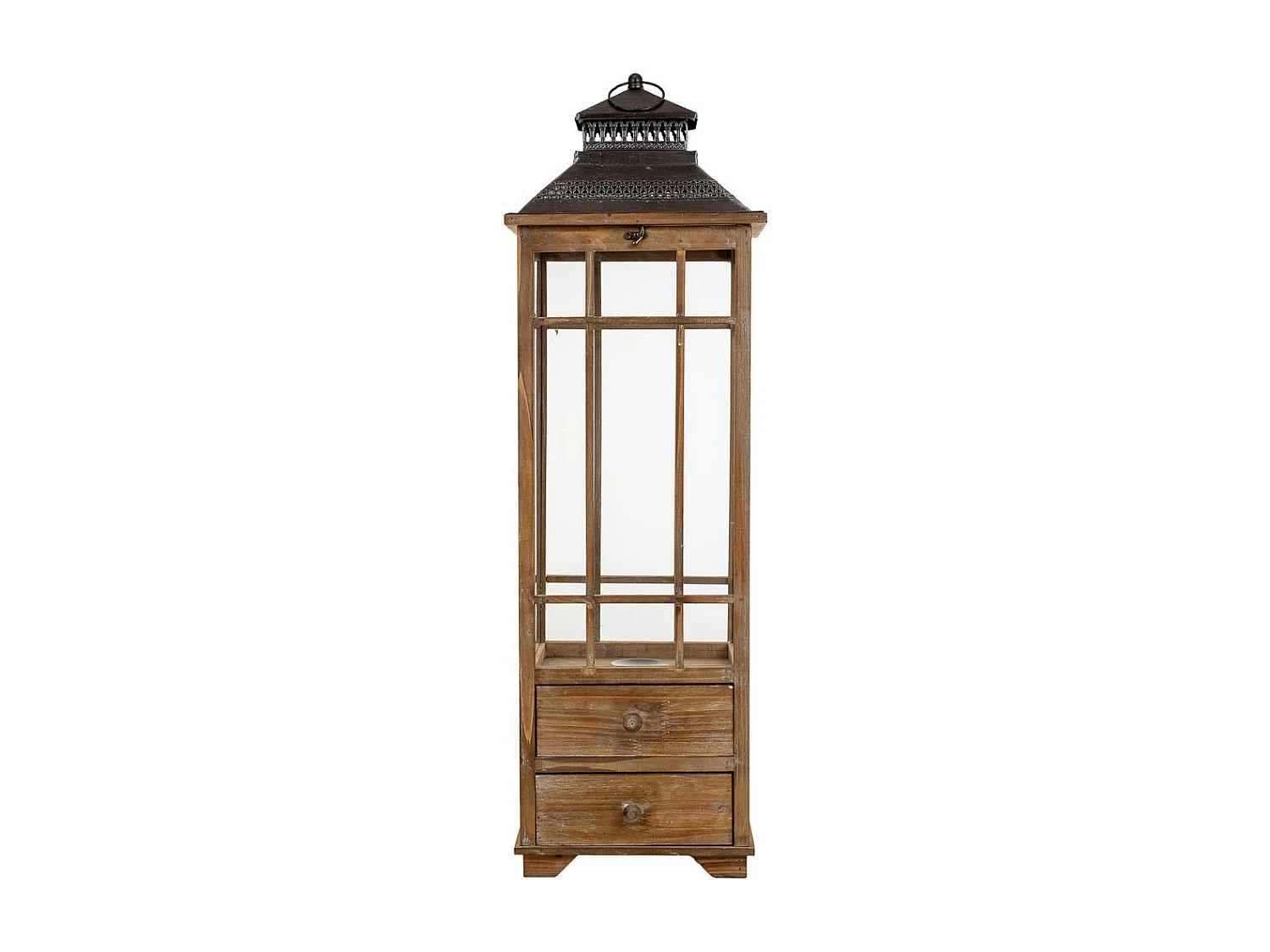 Lanterna in legno marrone 31x25,5x99h cm