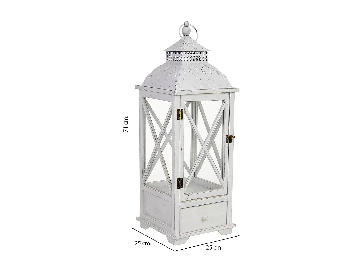 Farol de madera 25x25x71h cm