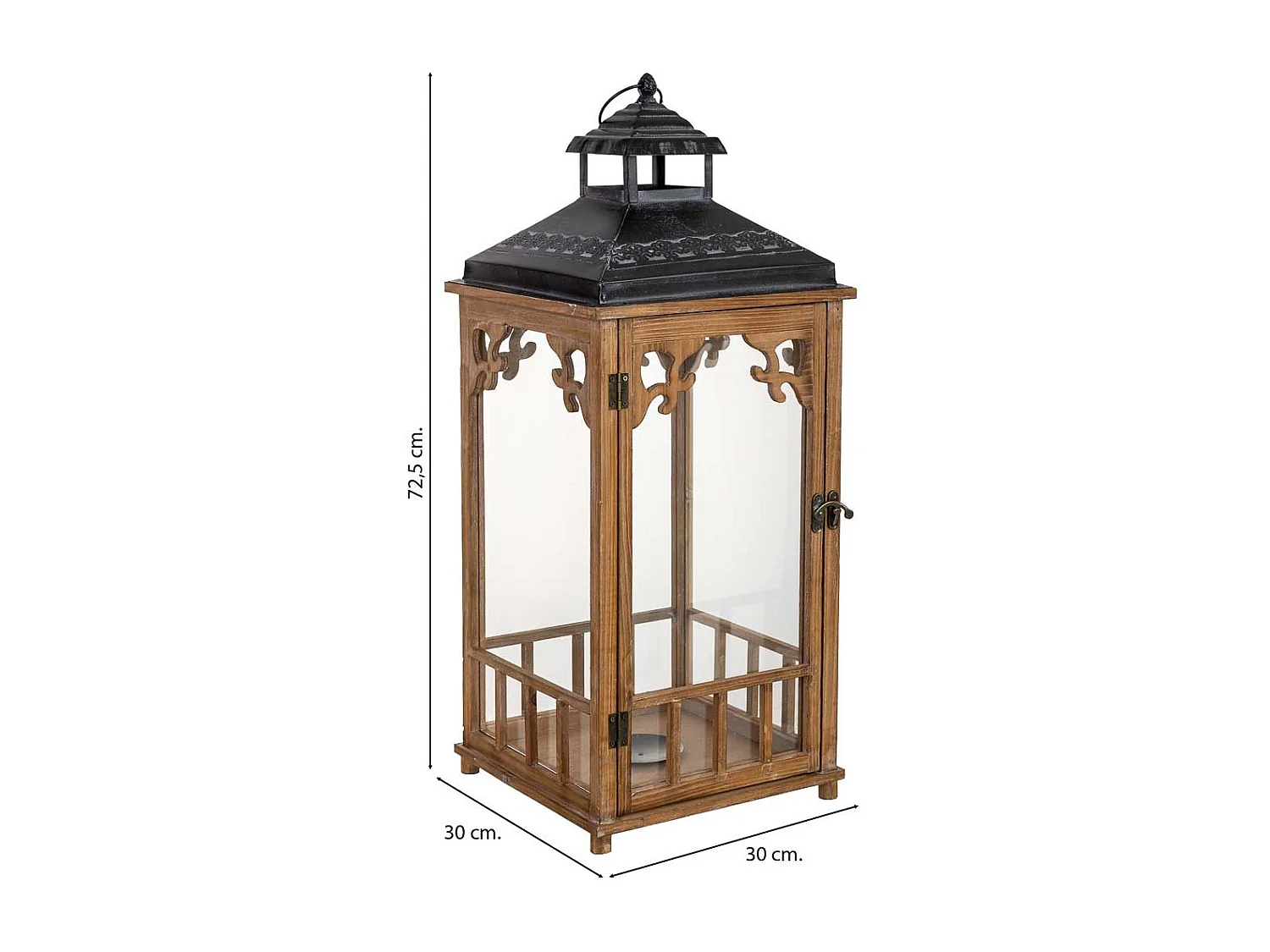 Lanterne en bois 30 x 30 x 72,5 cm (h)