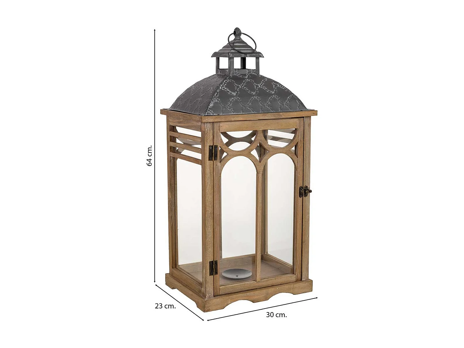 Lanterne en bois brun 30 x 23 x 64 cm (h)