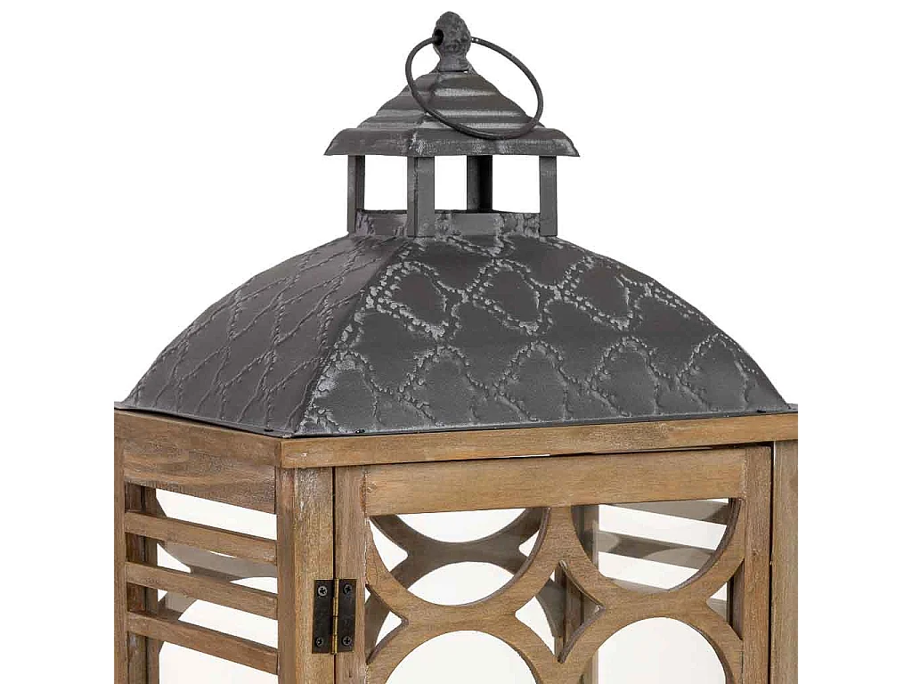 Lanterne en bois brun 30 x 23 x 64 cm (h)