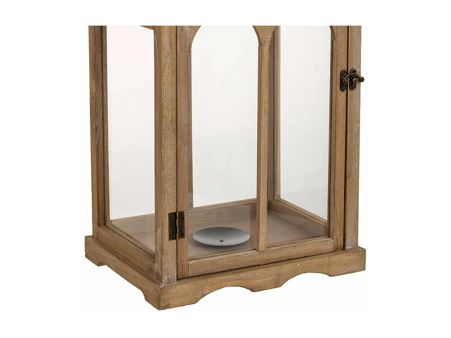 Lanterne en bois brun 30 x 23 x 64 cm (h)