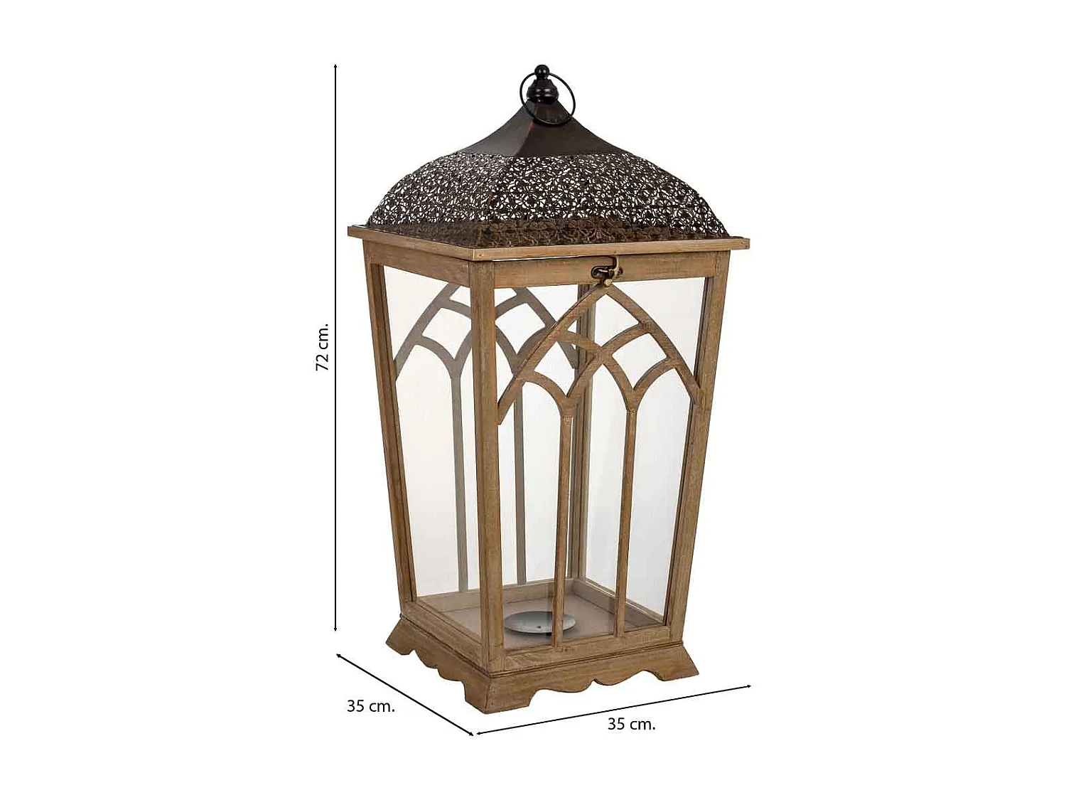 Farol de madera 35x35x72h cm