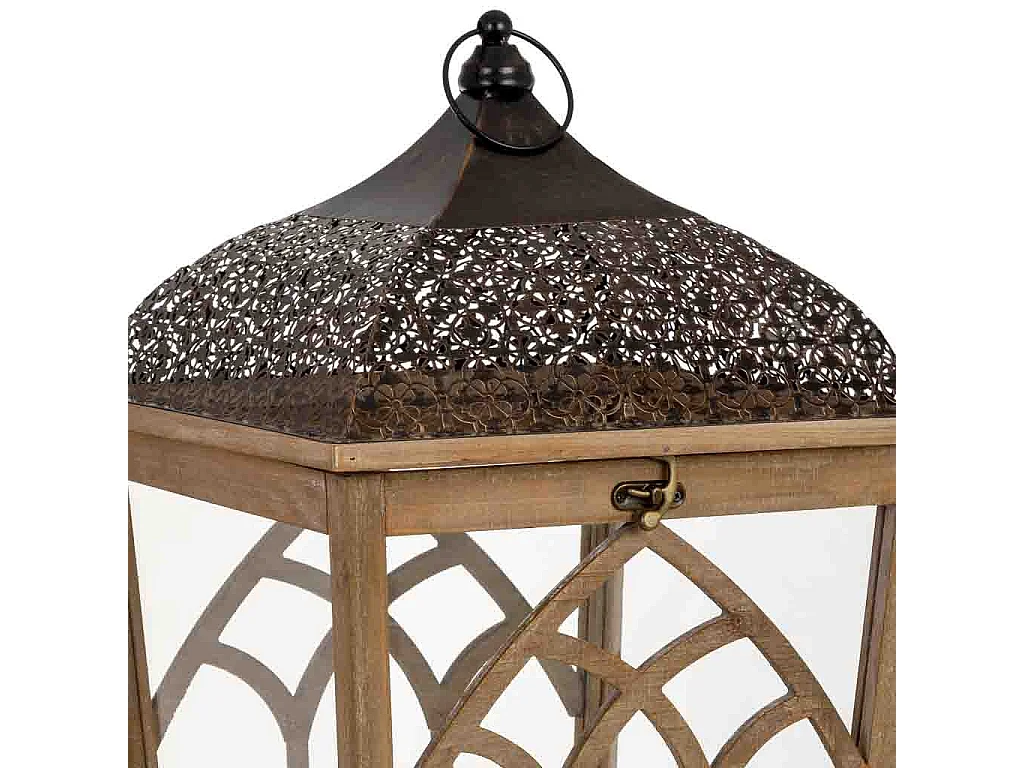 Farol de madera 35x35x72h cm
