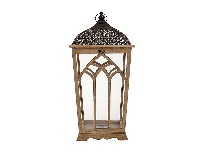 Lanterne en bois 35 x 35 x 72 cm (h)