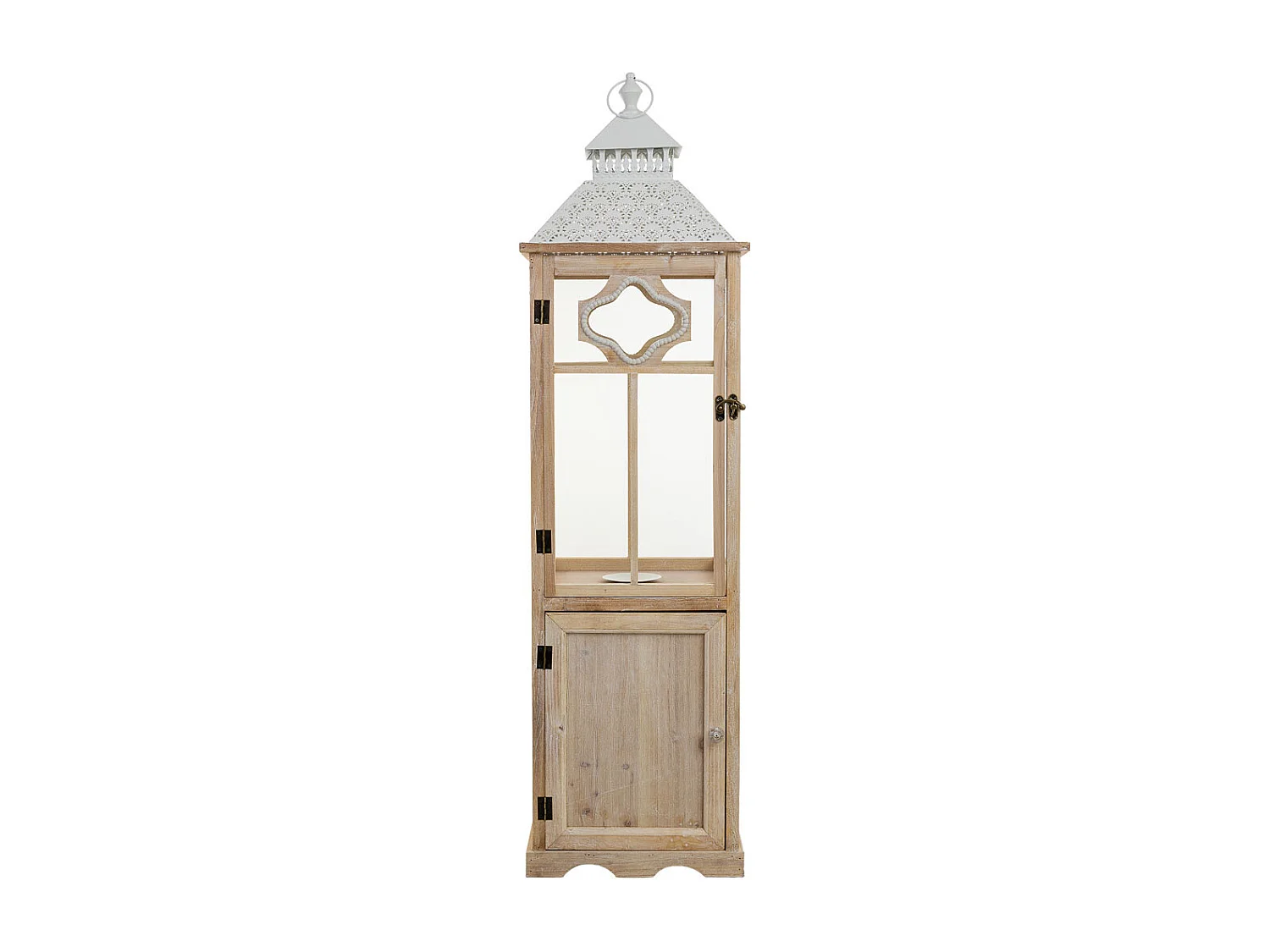 Farol de madera marrón  32.5x32.5x117h cm
