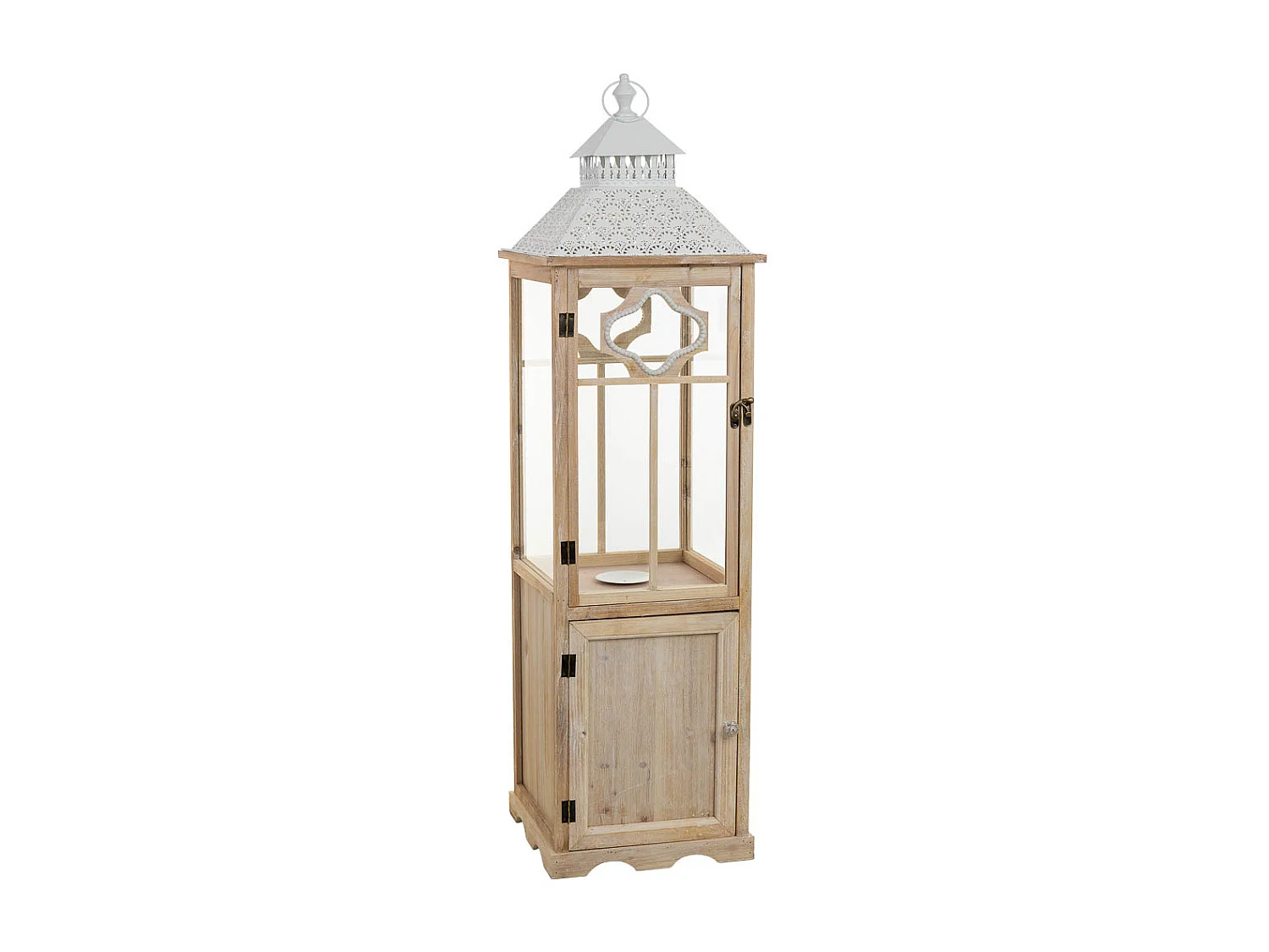 Farol de madera marrón  32.5x32.5x117h cm