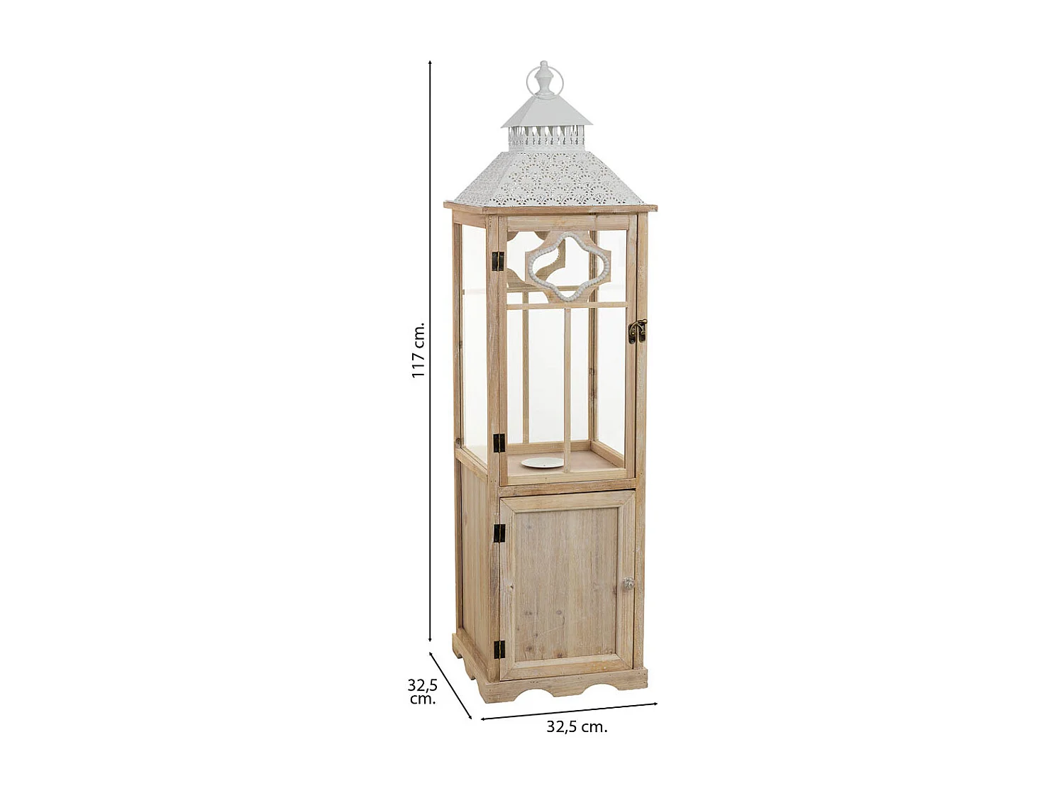 Farol de madera marrón  32.5x32.5x117h cm