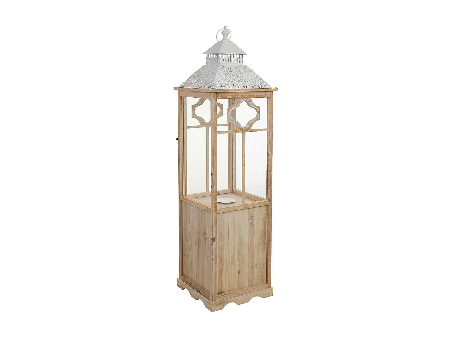 Farol de madera marrón  32.5x32.5x117h cm