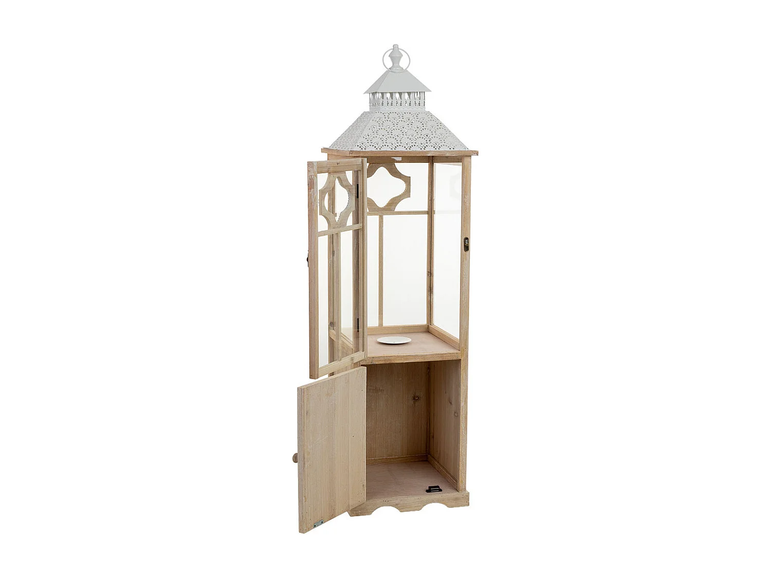 Farol de madera marrón  32.5x32.5x117h cm