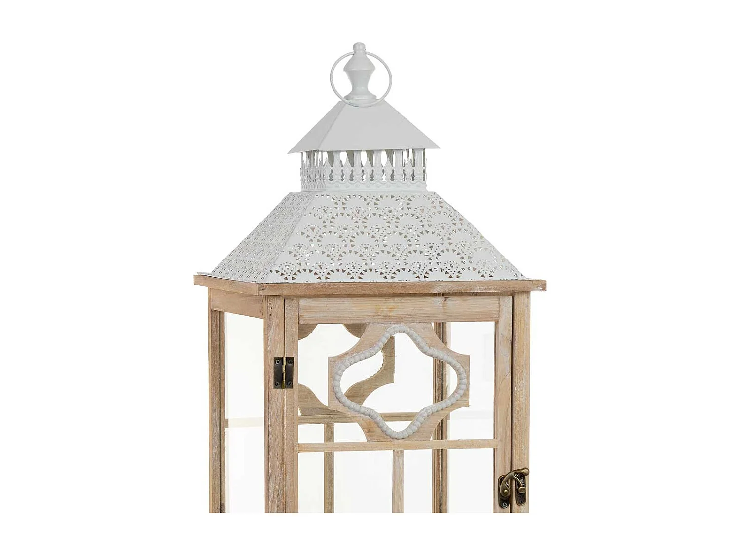 Farol de madera marrón  32.5x32.5x117h cm