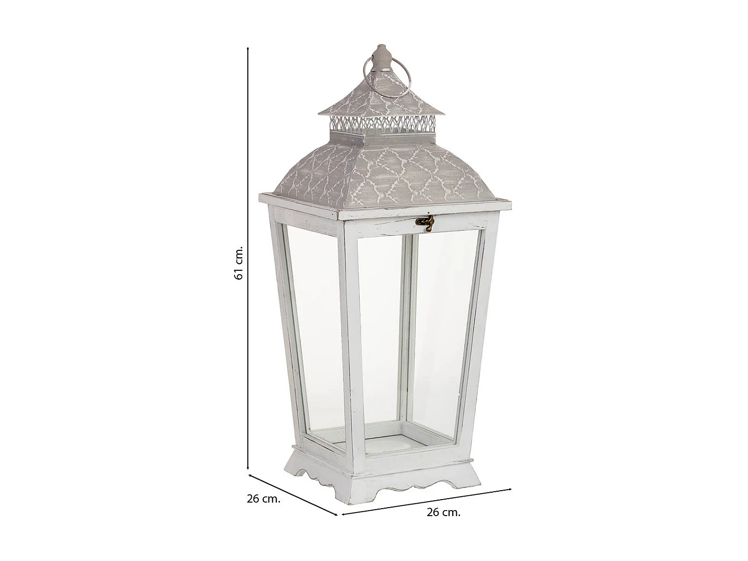 Farol de madera 26x26x61h cm