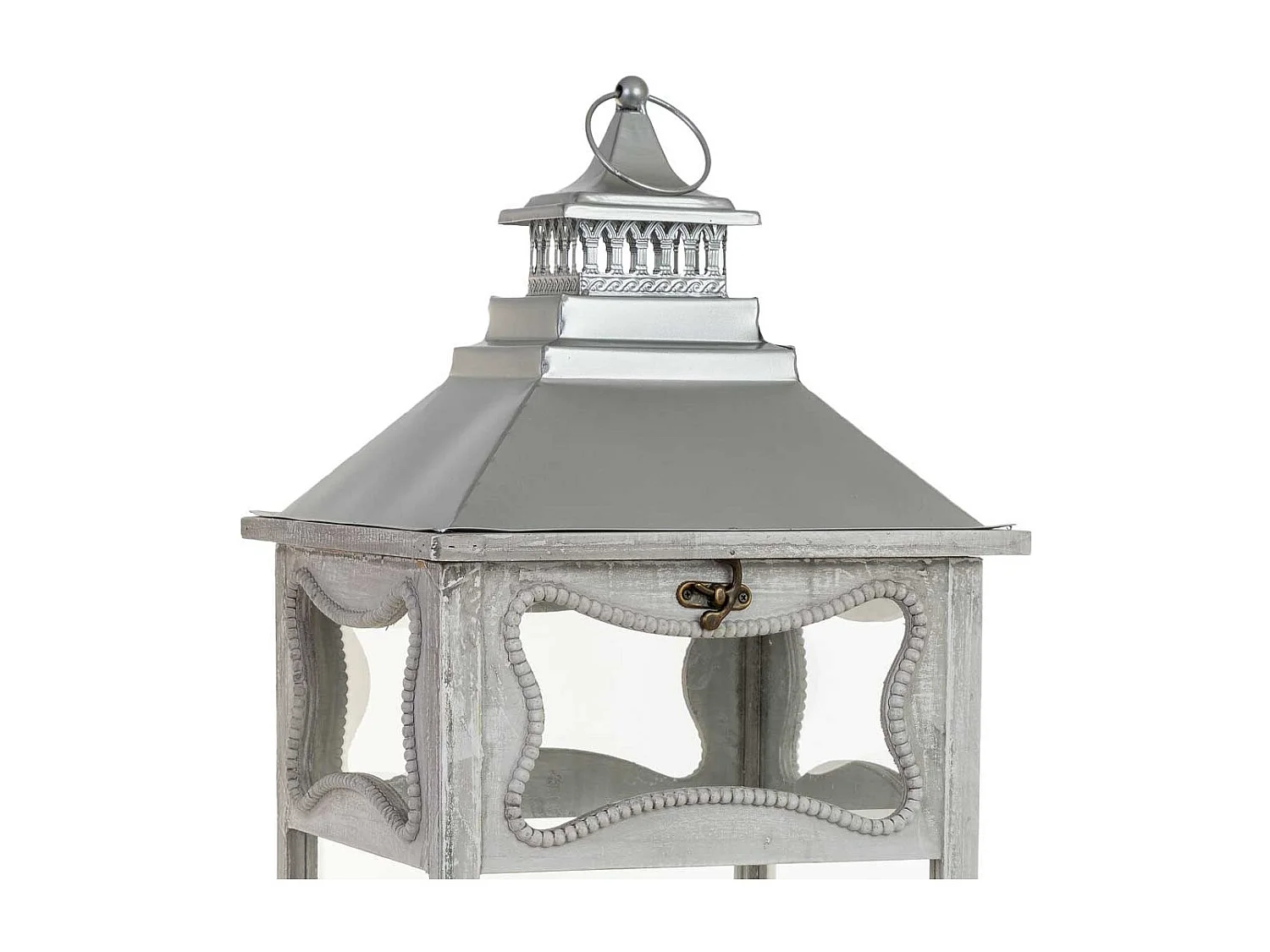 Lanterne en bois gris 32 x 32 x 114 cm (h)