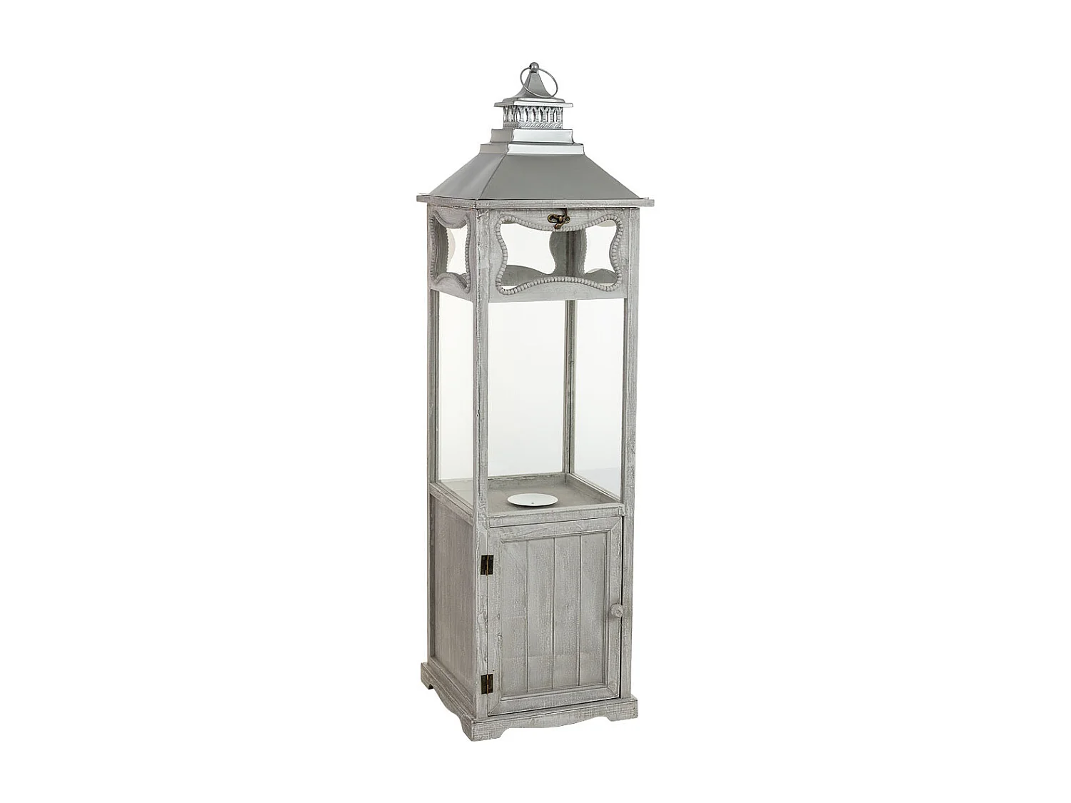 Farol de madera gris 32x32x114h cm