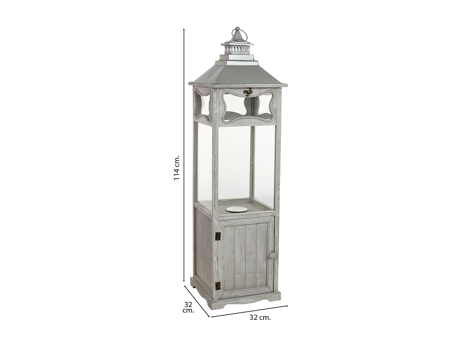 Farol de madera gris 32x32x114h cm