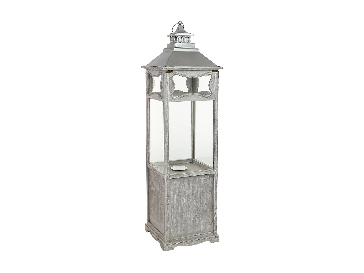 Farol de madera gris 32x32x114h cm
