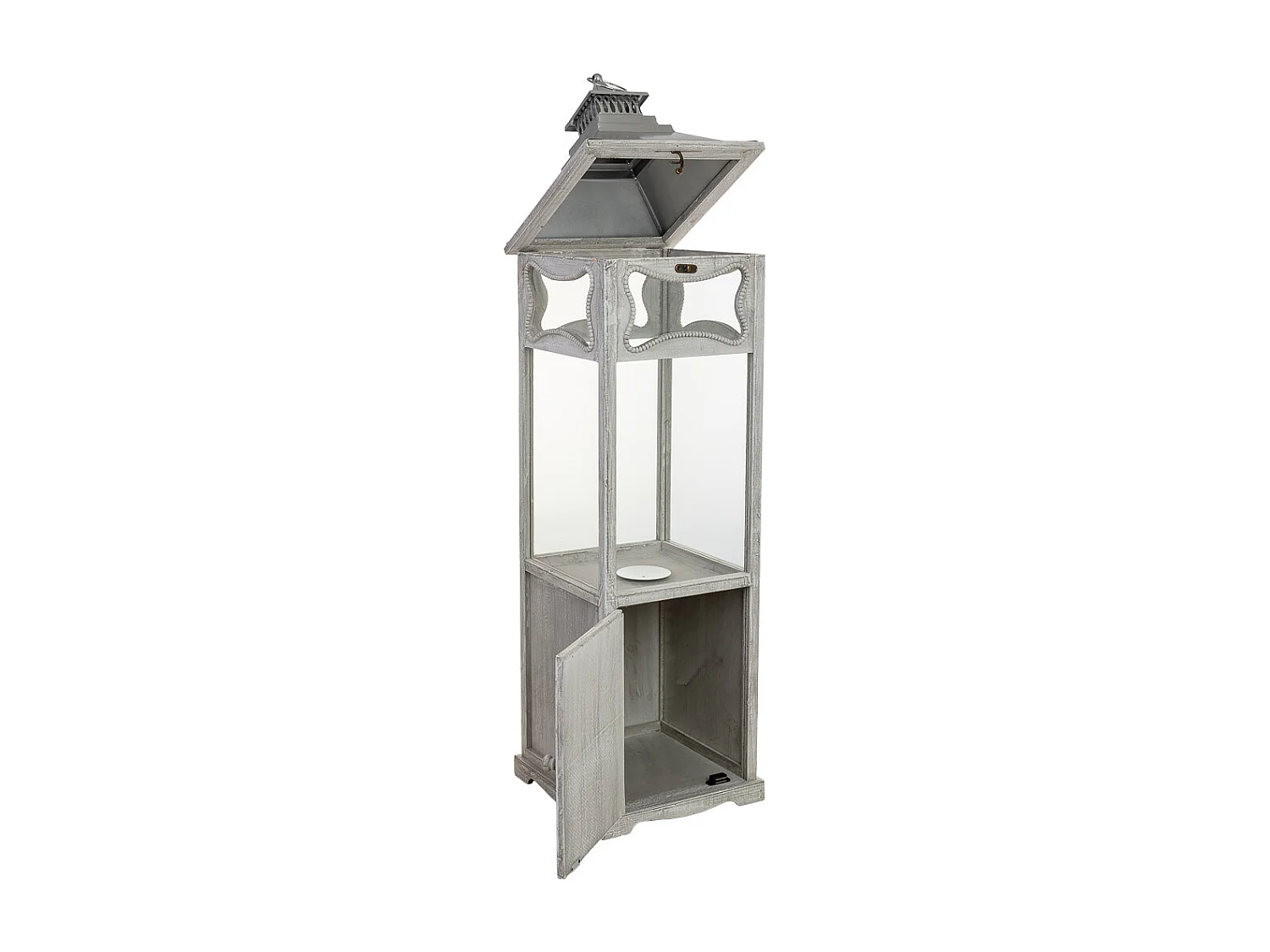 Farol de madera gris 32x32x114h cm