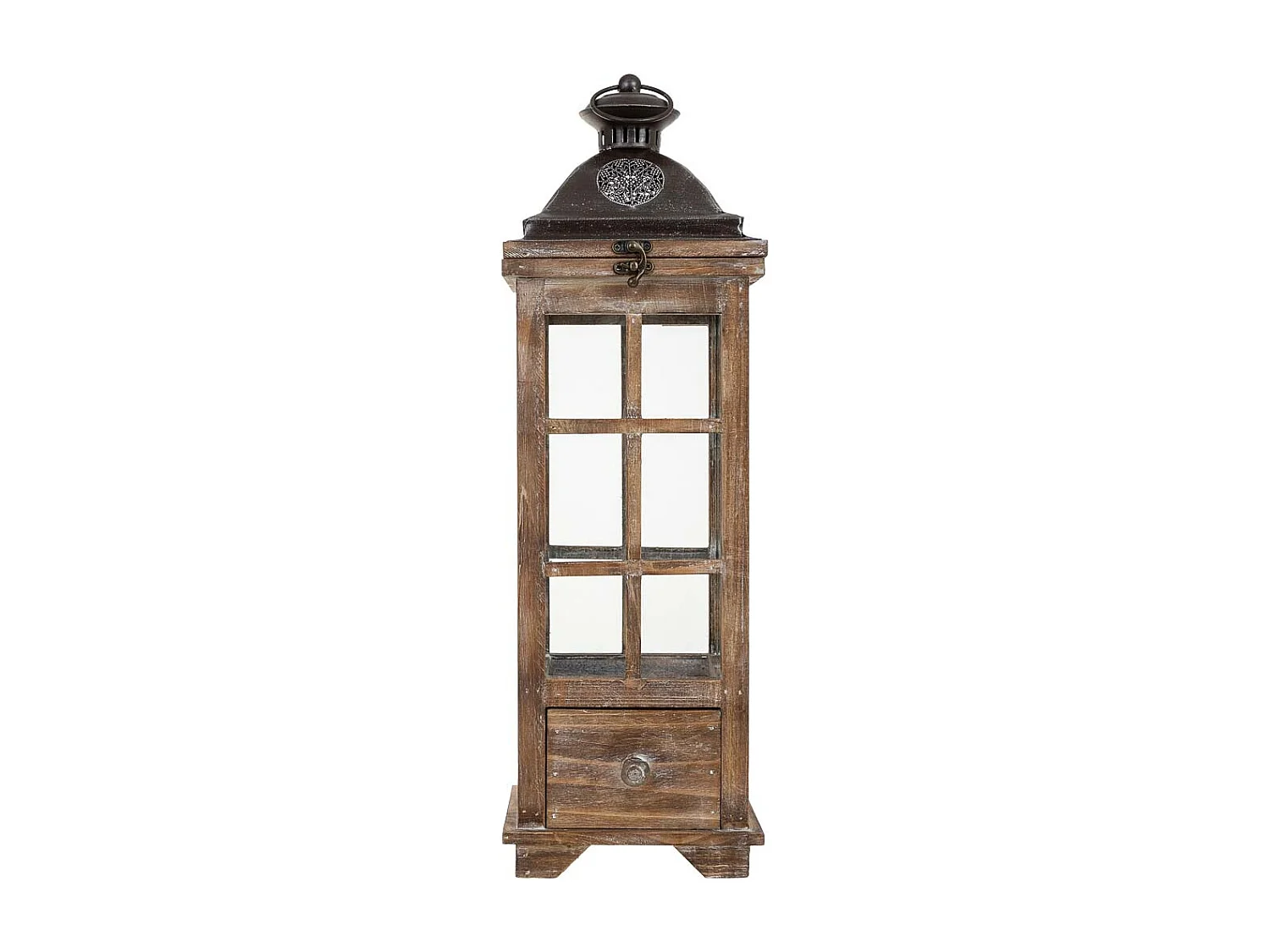 Lanterna in legno marrone 18x18x57,5h cm