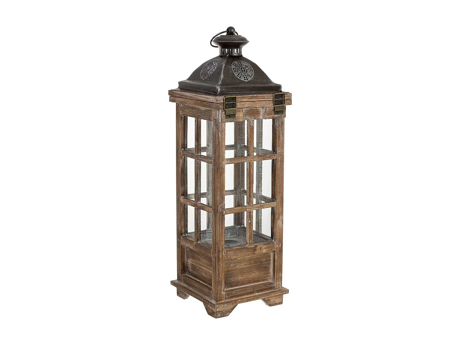 Lanterna in legno marrone 18x18x57,5h cm