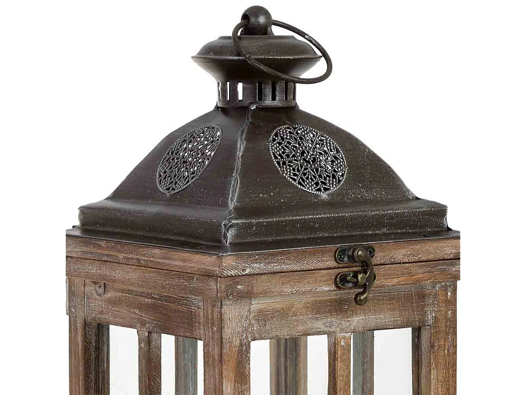 Lanterna in legno marrone 18x18x57,5h cm