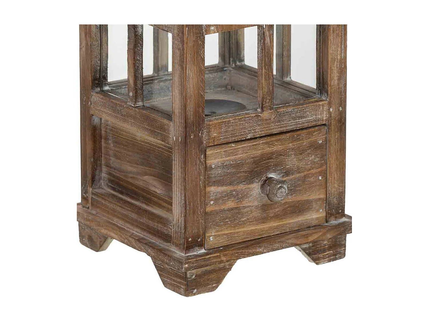Lanterna in legno marrone 18x18x57,5h cm