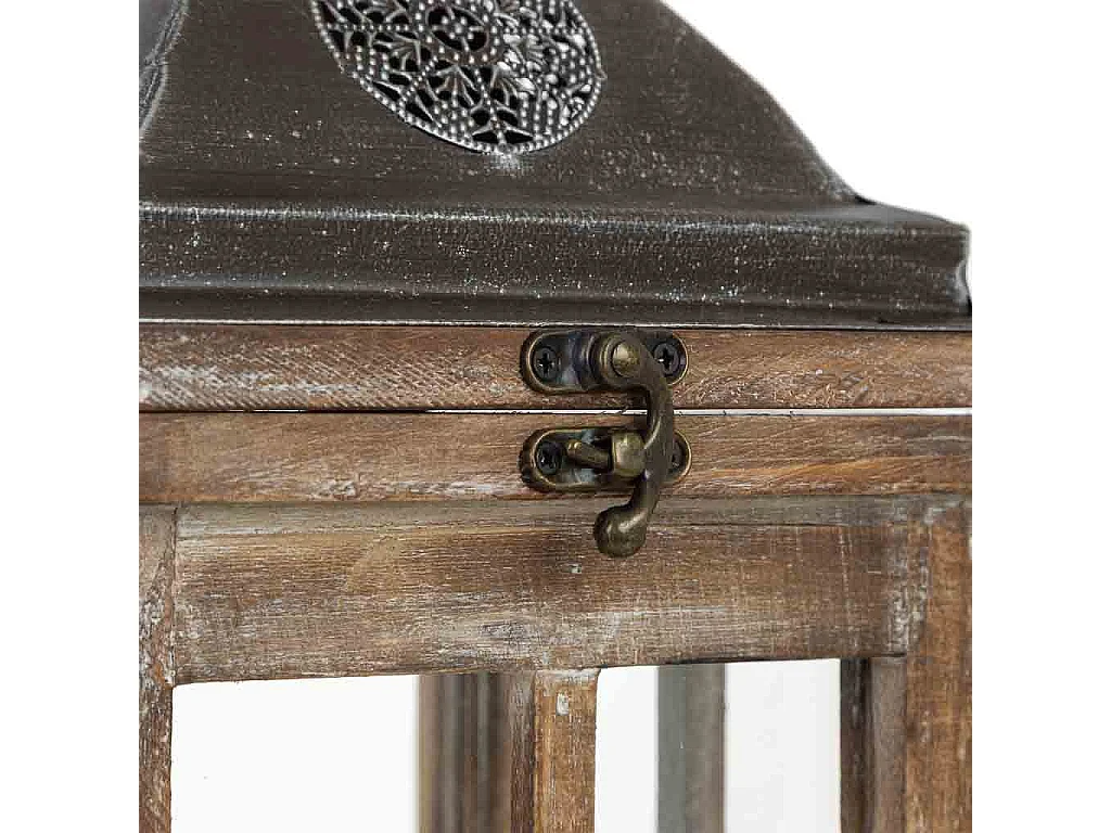 Lanterna in legno marrone 18x18x57,5h cm