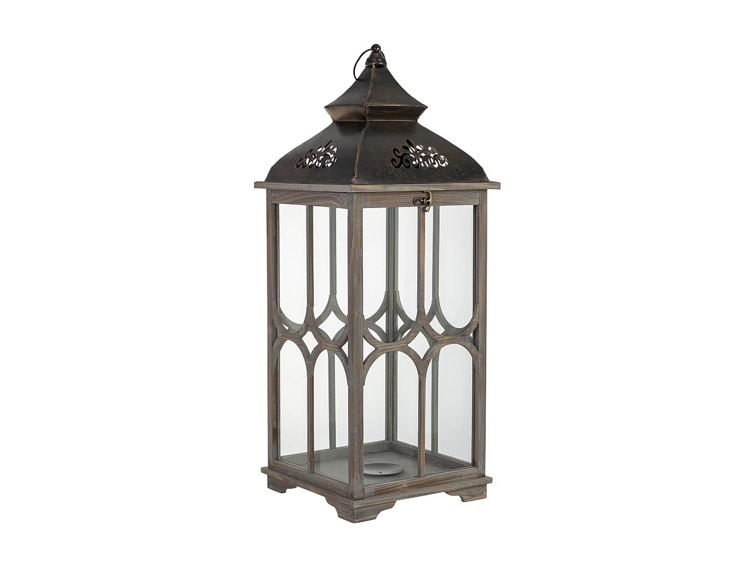 Lanterne en bois 32x32x82h cm