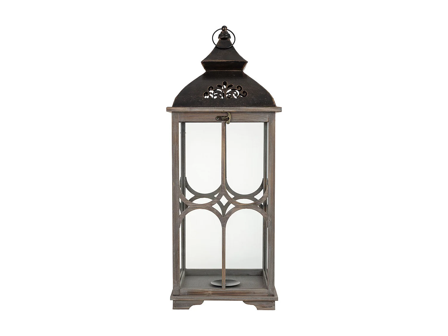 Farol de madera 32x32x82h cm
