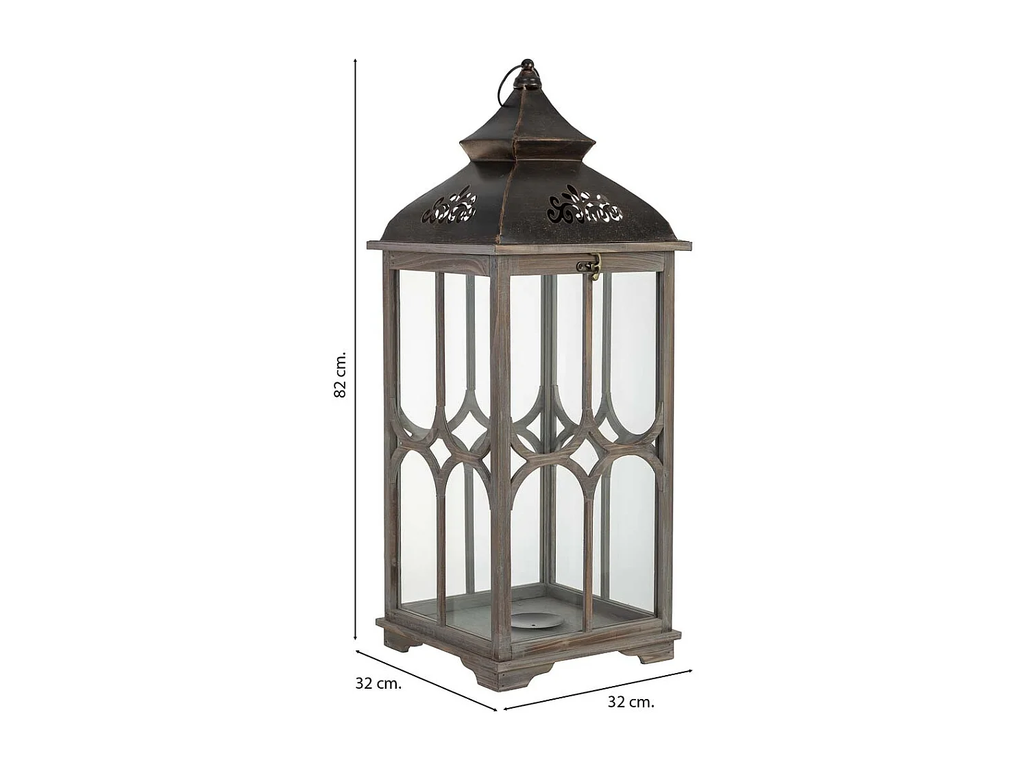Farol de madera 32x32x82h cm