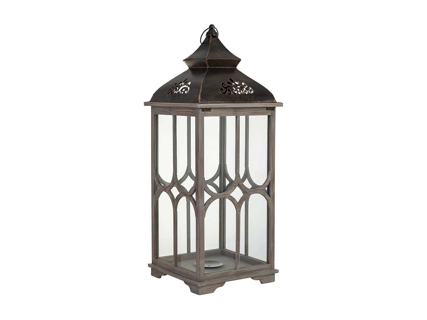 Farol de madera 32x32x82h cm