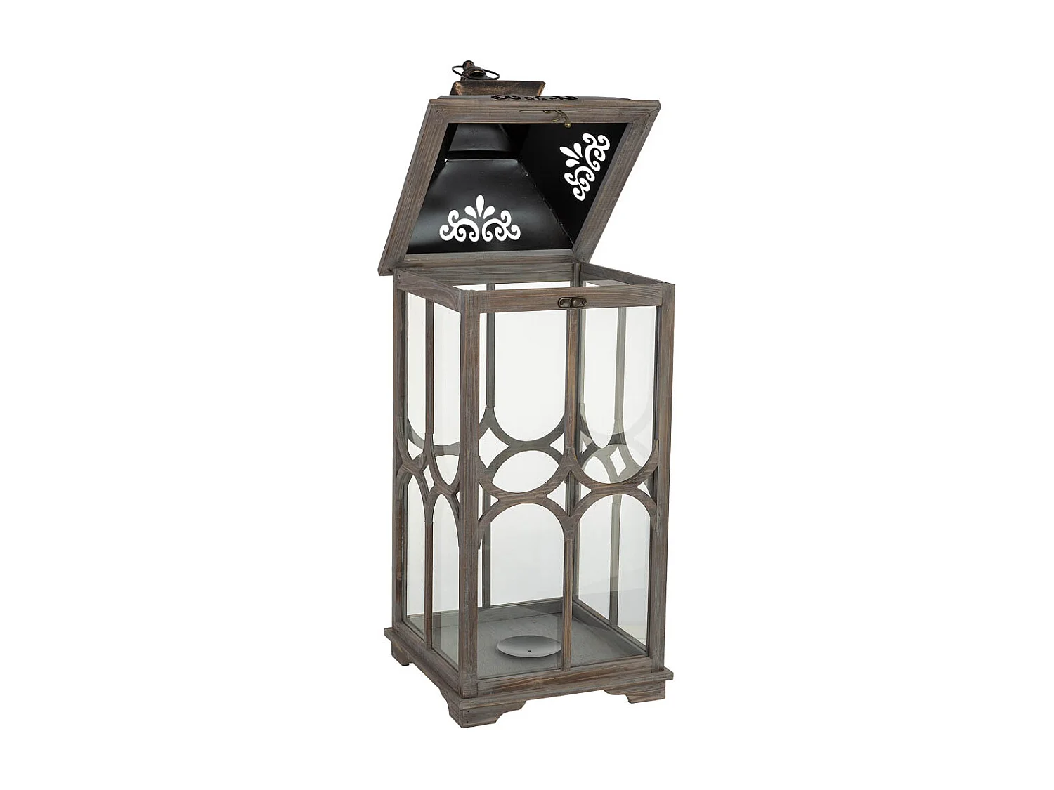 Farol de madera 32x32x82h cm