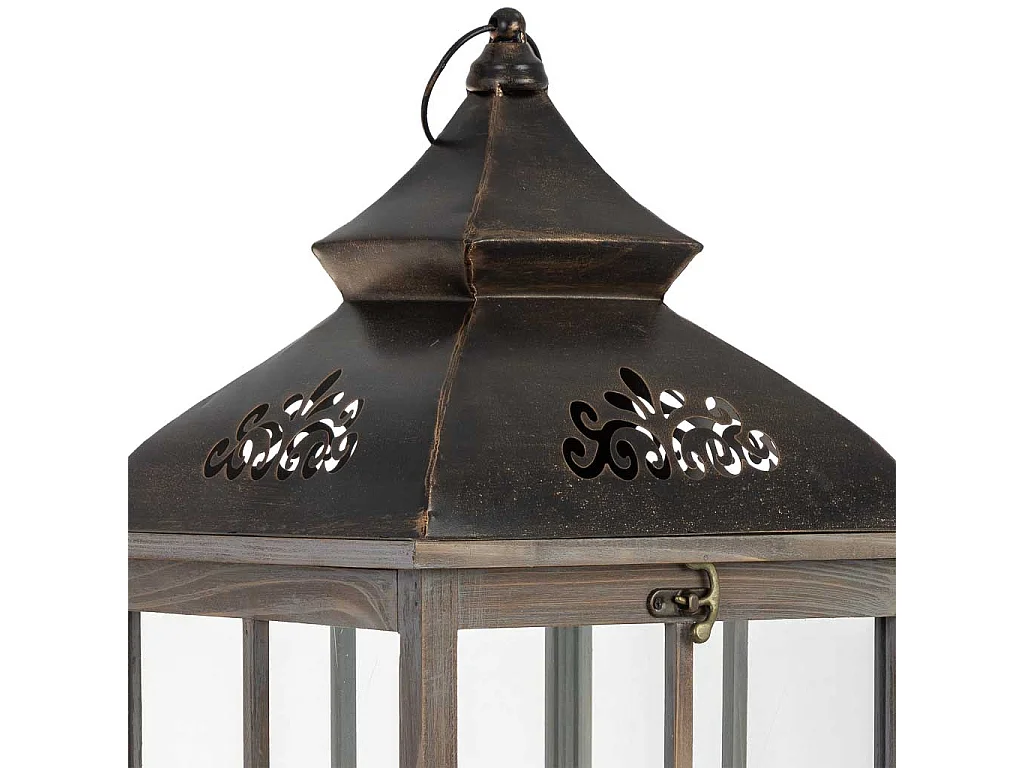 Farol de madera 32x32x82h cm