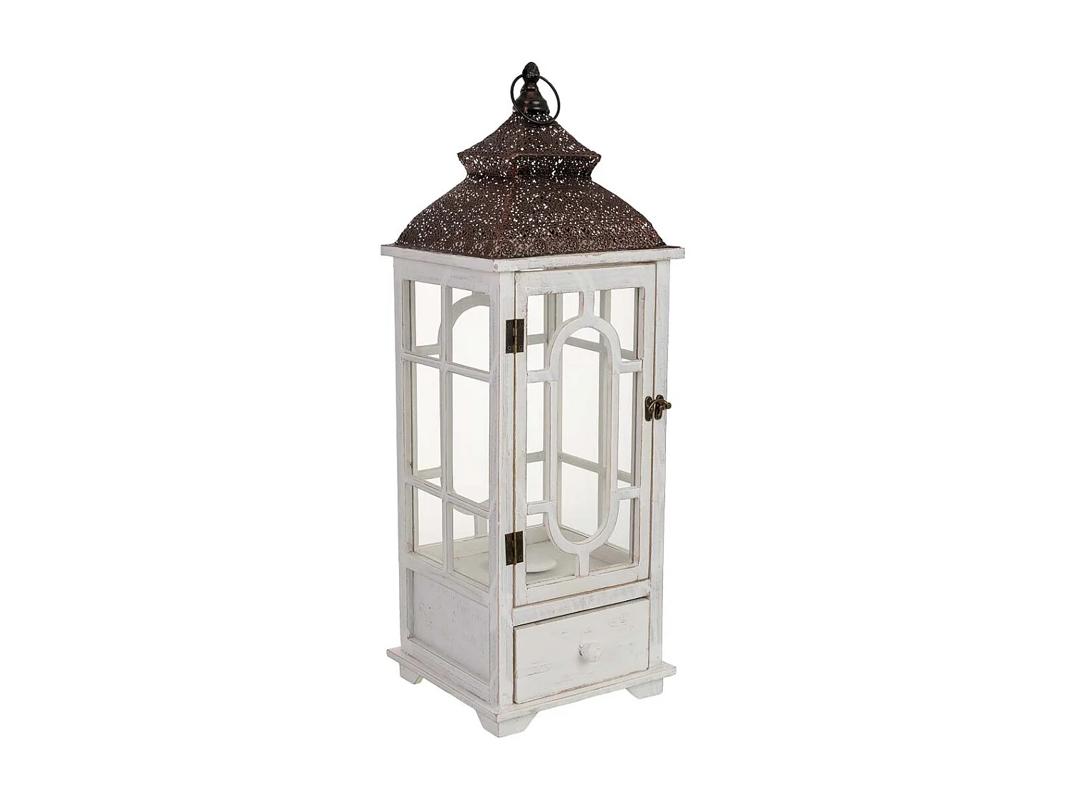 Lanterne en bois 24x24x70h cm