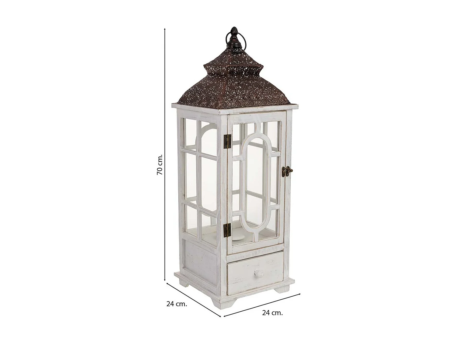 Farol de madera 24x24x70h cm