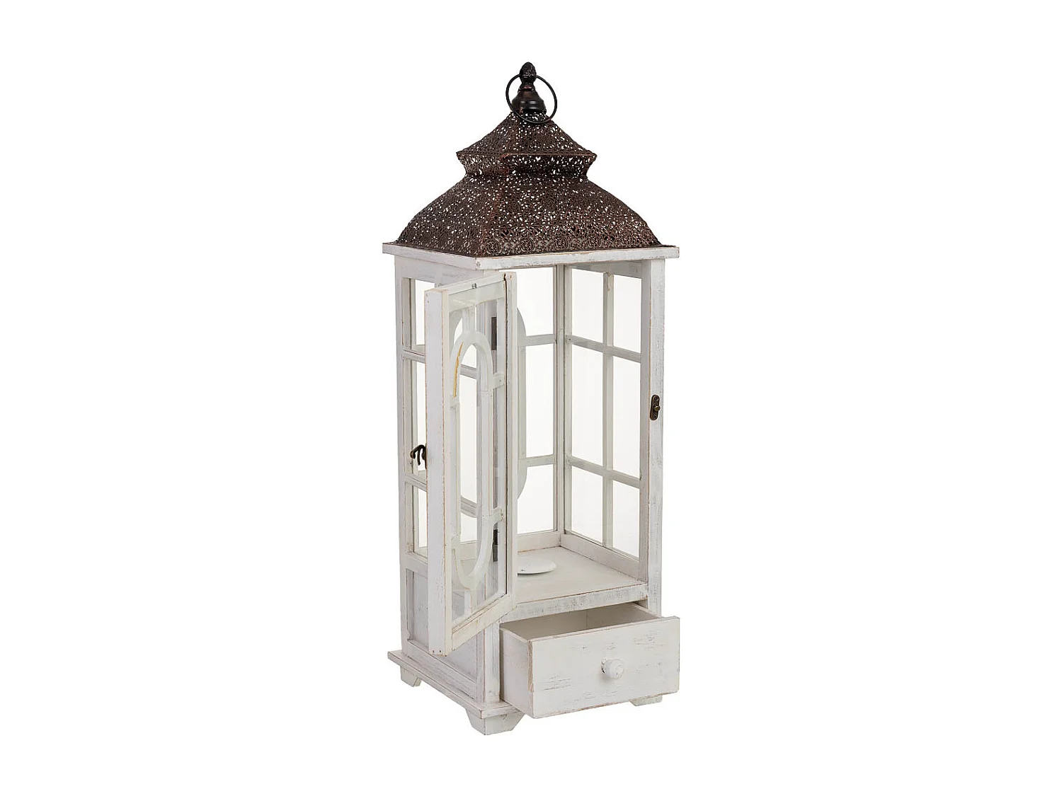 Farol de madera 24x24x70h cm