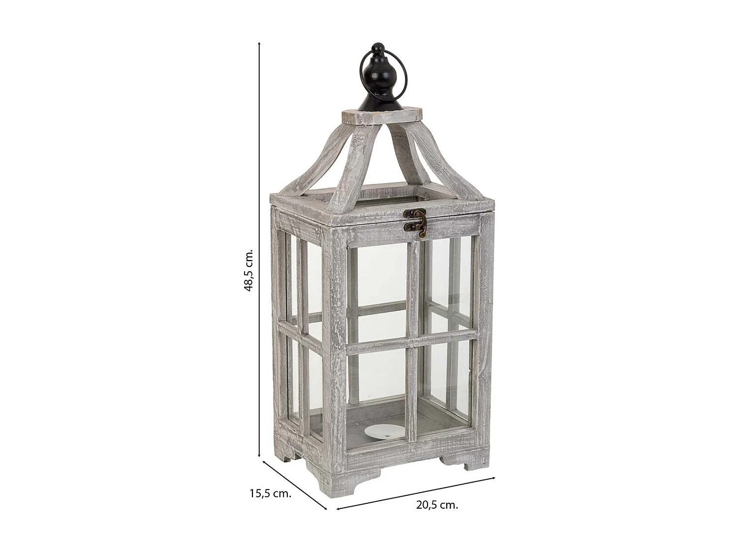 Farol de madera blanco 20.5x15.5x48.5h cm
