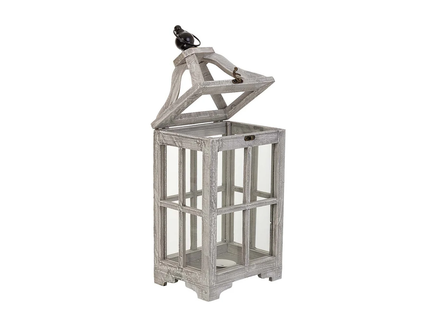Farol de madera blanco 20.5x15.5x48.5h cm