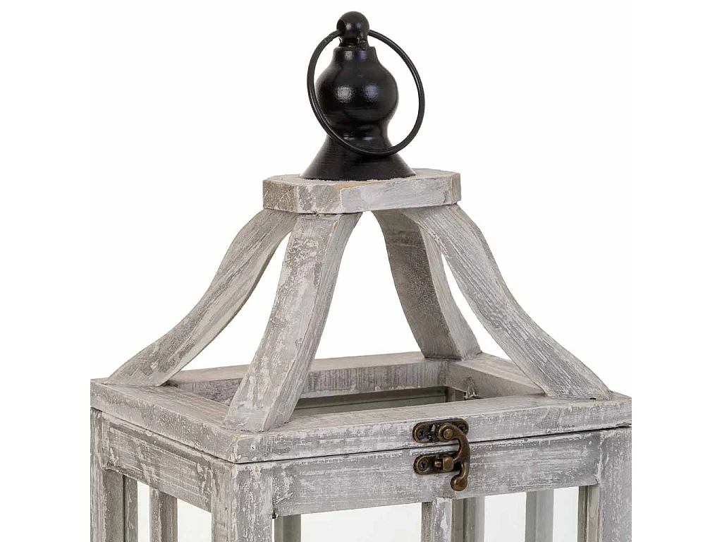 Farol de madera blanco 20.5x15.5x48.5h cm