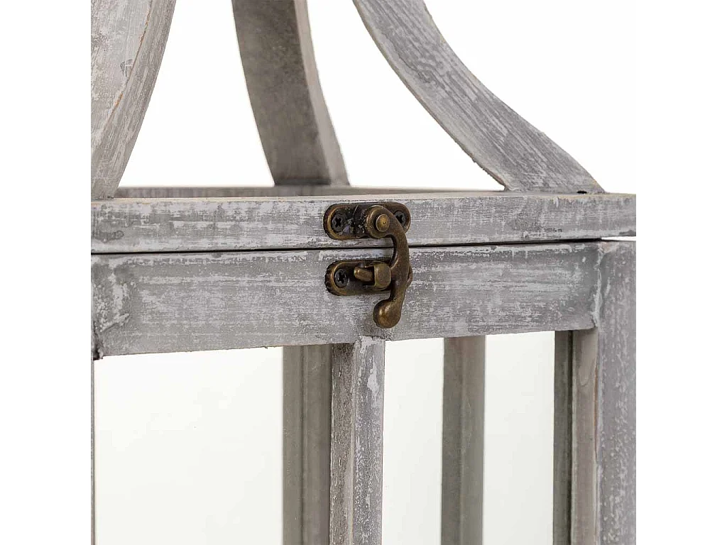 Farol de madera blanco 20.5x15.5x48.5h cm