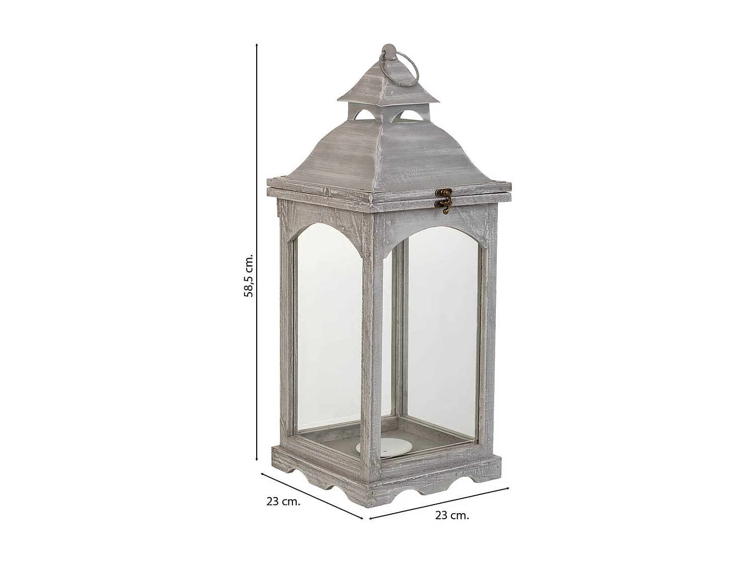 Farol de madera 23x23x58.5h cm