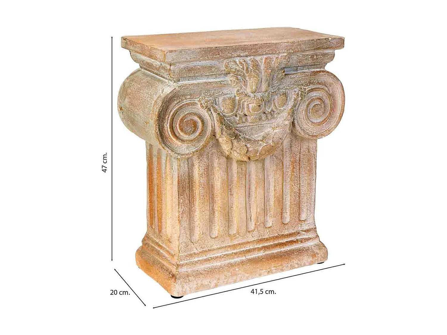 Columna decorativa de magnesio envejecido 41.5x20x47h cm