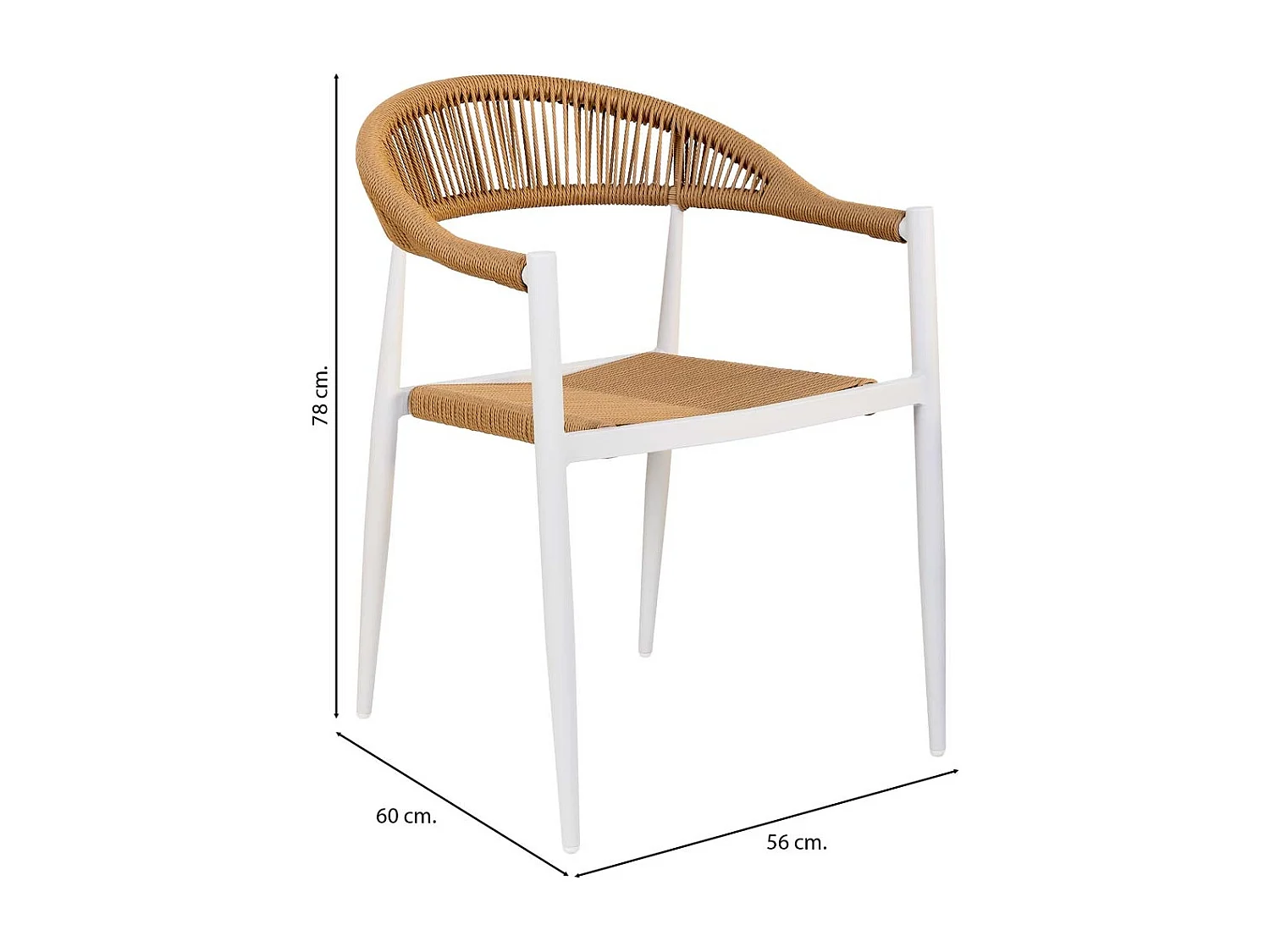 Chaise en rotin synthétique marron et blanc 56x60x78