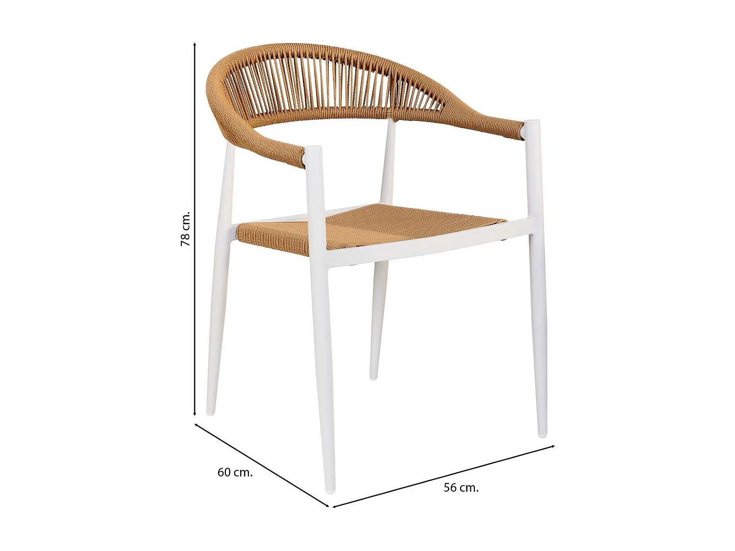 Chaise en rotin synthétique marron et blanc 56x60x78