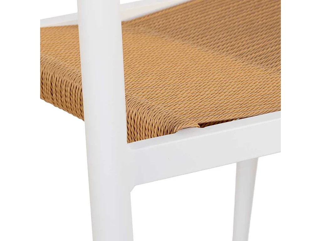 Chaise en rotin synthétique marron et blanc 56x60x78