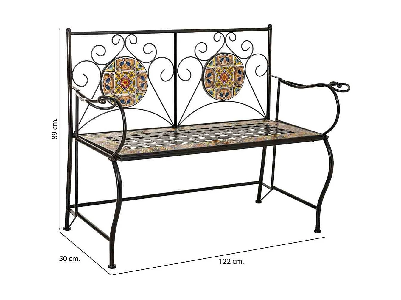 Banco de metal multicolor 110x50x88h cm