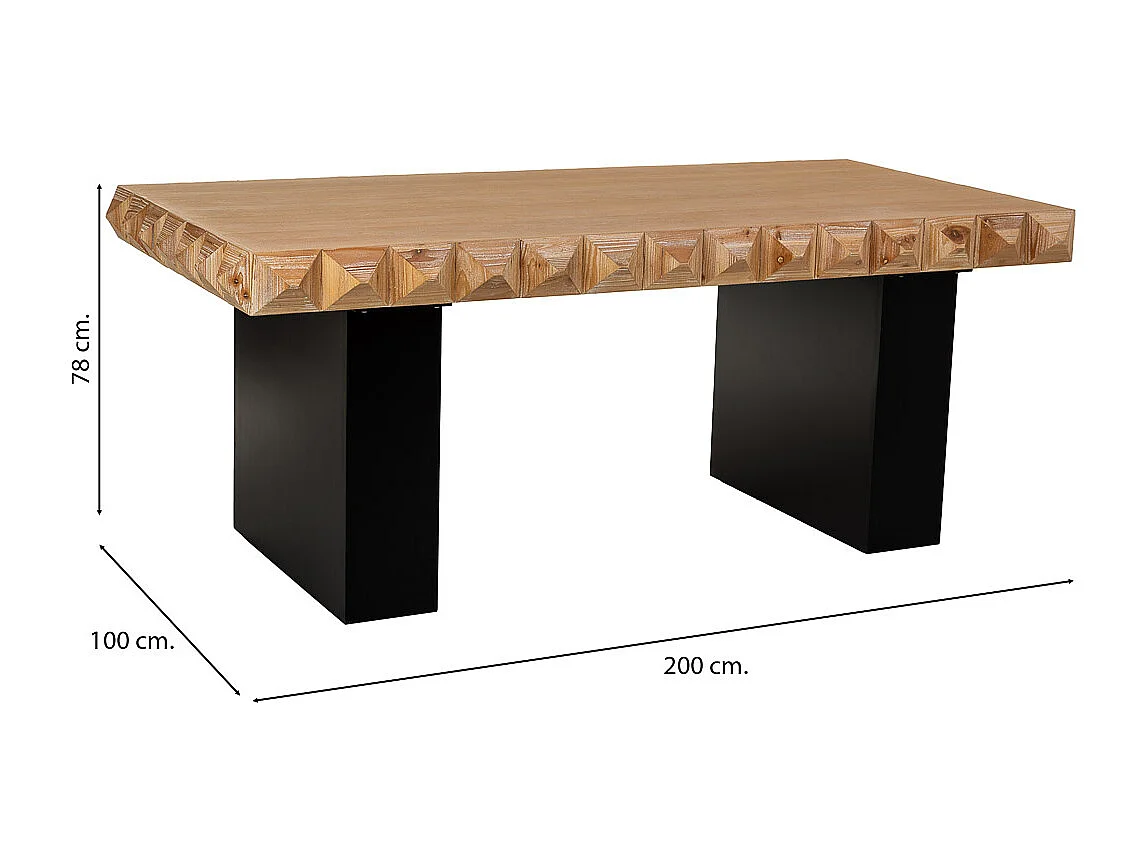 Table en bois marron et métal 200 x 100 x 78 cm (h)