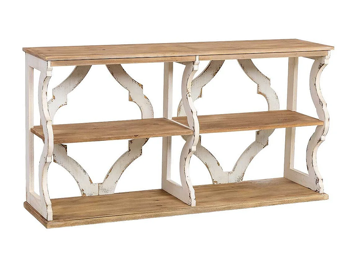 Bibliothèque en bois brun et blanc à 3 étagères 163x42x85 cm (hauteur)